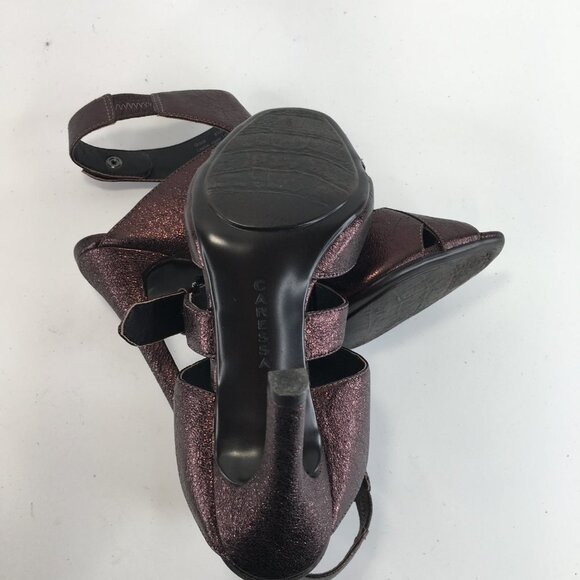 Caressa Grace Metallic Cooper Leather Ankle Strap Heels Size 6.5M - Picture 8 of 14